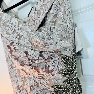 Alex Evening Gown size 6 Lace Overlay Nude Off Shoulder